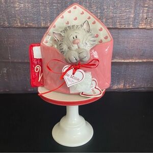 Blue Sky Ceramic Valentine's Cat in Envelope Figurine